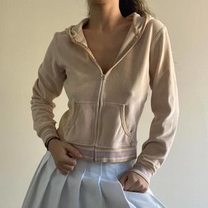 2003 neutral velour hoodie cropped GAP